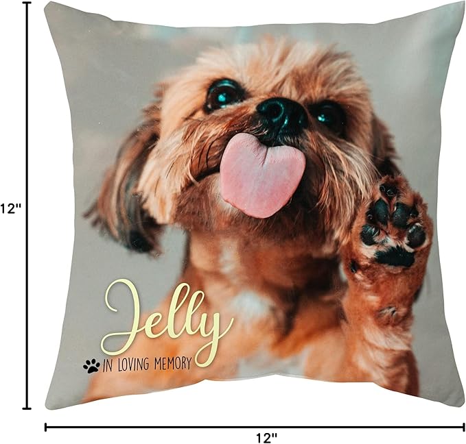 Hyturtle Personalized Pet Photo Memorial Pillow with Insert 12"x12" Double-Sided Printed Sympathy Gifts for Loss of Dog - Dog Remembrance Bereavement Gifts - Custom Memorial Gifts Pillow Home Decor
