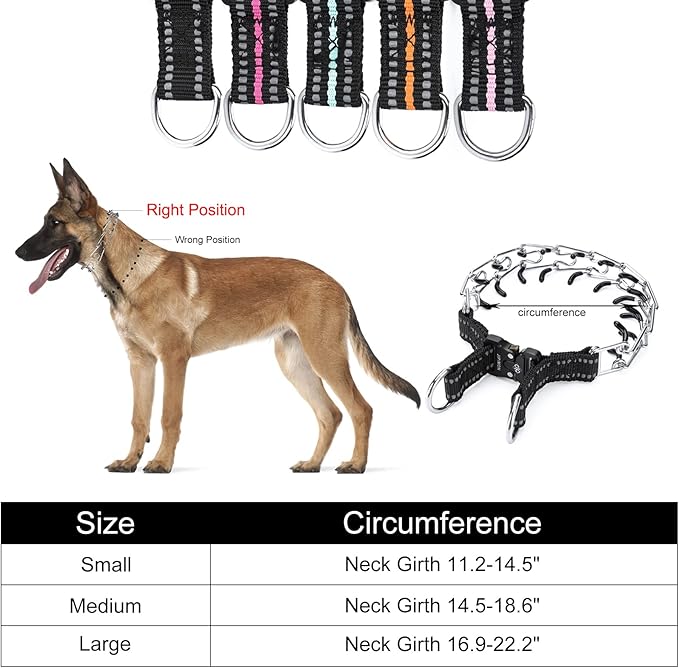 Adjustable Dog Collar with Comfortable Rubber Tip for Small Medium Large Dogs (Medium, Black)