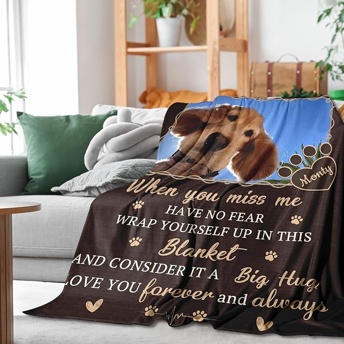 Pet Memorial Blanket Gift - Personalized Dog Memorial Blankets, Pet Sympathy Gifts for Loss of Dogs for Pets Lovers, Dog Bereavement Passing Away Gift, Custom Dogs Blanket (B)