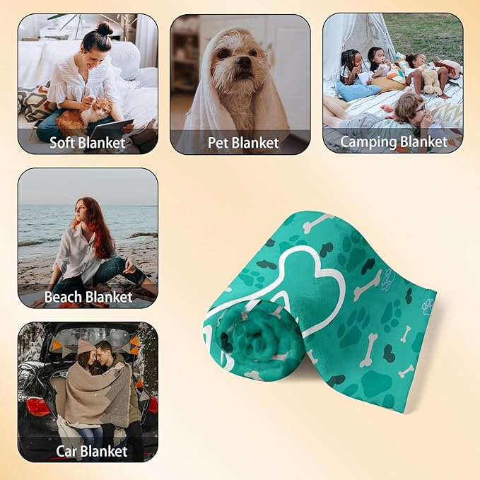 Custom Pet Blanket, Personalized Dog Blanket with Name, Customized Soft Flannel Blanket Gift for Pet Lover, Birthday, for Pet Animal Women Men Dog Lovers Memorial Gift