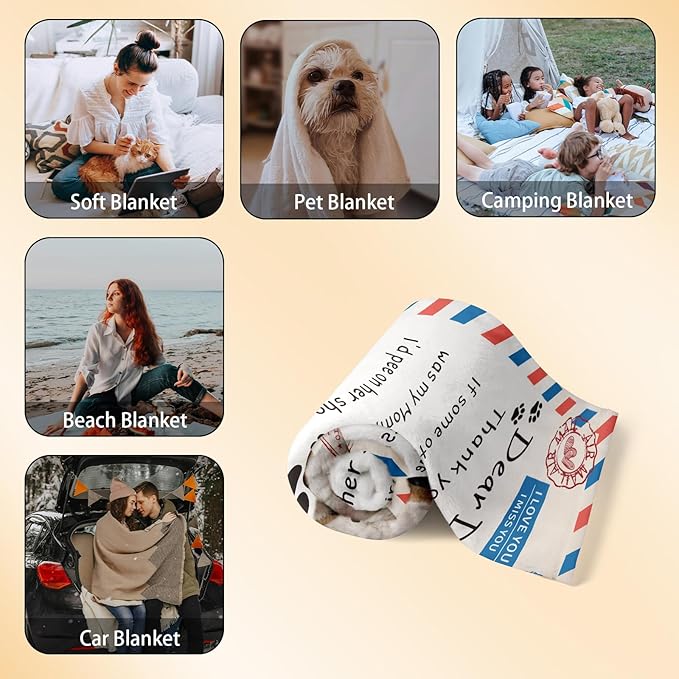 Generic Personalized Pet Memorial Throw Blanket, Custom Dog Cat Photo & Name, Customized Pet Memorial Gifts, Remembrance Gift for Dog Mom Dad