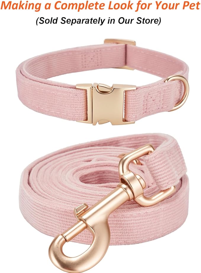Soft Cotton Dog Leash, 5 Ft Heavy Duty Corduroy Dog Leashes with Gold Metal Hook for Small Medium Large Dogs,Medium,Light Pink