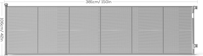 Retractable Baby Gate for Stairs, 42" Tall X 150" Wide Mesh Dog Gate Indoor, Child Gate for Doorways, Hallways, Deck, Indoor Outdoor Pet Baby Safety Essentials for Home, Gray