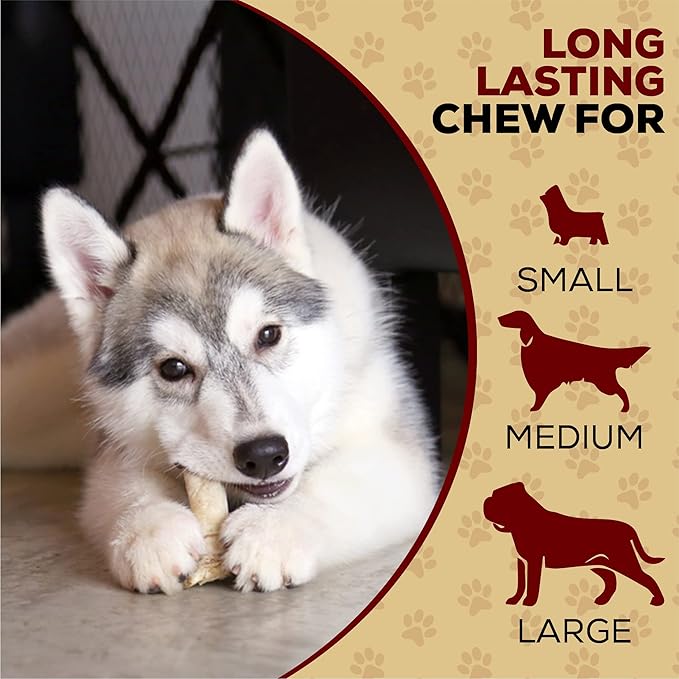 | All Natural Dog Chew Treats - Premium Rawhide Rolls, 5-6 Inch - Long Lasting Grass Fed Free Range Beef Hide - Small/Medium Dogs - 16 Count