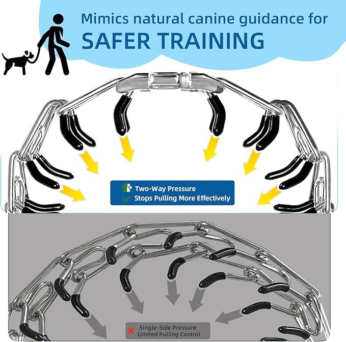 Prong Training Collar for Dogs, Adjustable Dog Pinch Collar with Quick Release Buckle, No Pull Collar for Small Medium Large Dogs, Extra Link and Caps