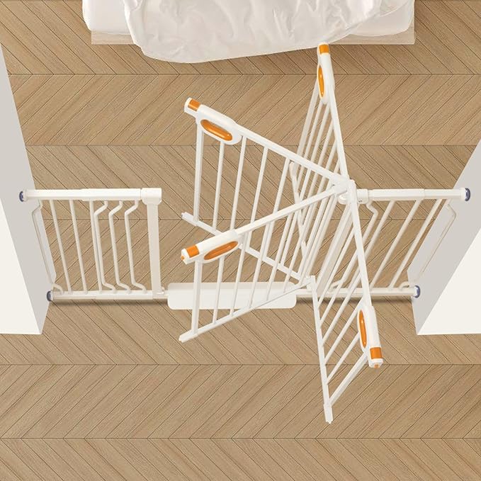owlie Baby Gate for Stairs - 29-57'' Wide,No Drilling, Pressure Mount, White (30.5'' Tall)