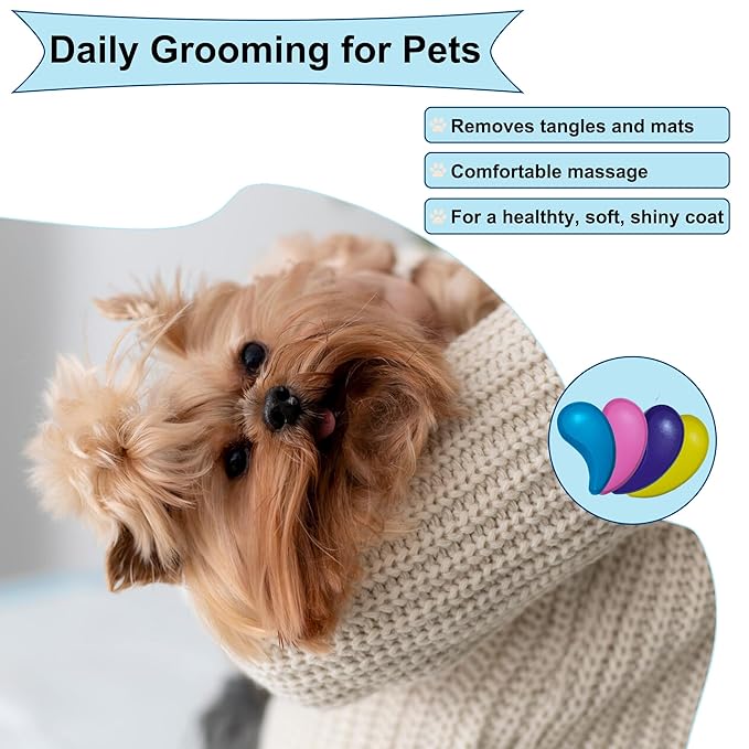 Gentle Grooming Puppy Brush with Gift Box , Fit for Small Dog , Yorkie, Shih Tzu, Maltipoo, Maltese and Pomeranian ,Toy Poodle Accessories, Soft Bristle (Gradient Color)