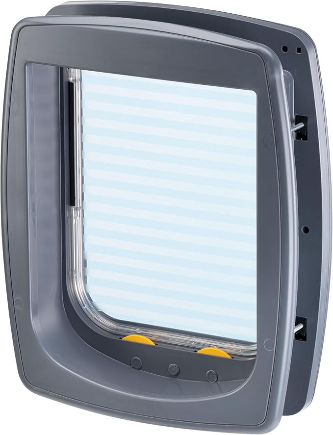Ferplast Dog Flap, Door for Medium Dogs, 4-Way Controllable Entry and Exit, Protection Against Air Draughts, Universal Installation, Complete Tunnel, Swing 11 Medium Size, Medium Dog Flap Door, Grey