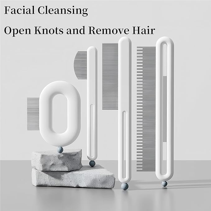 Precision Tear Stain Comb for Small Dogs Cats Face Eye Gunk Removal Tool ,Fit Yorkie, Shih Tzu, Maltese, Maltipoo, Pomeranian, Puppy Starter Kit, Pet Supplies (White-4 Pack)