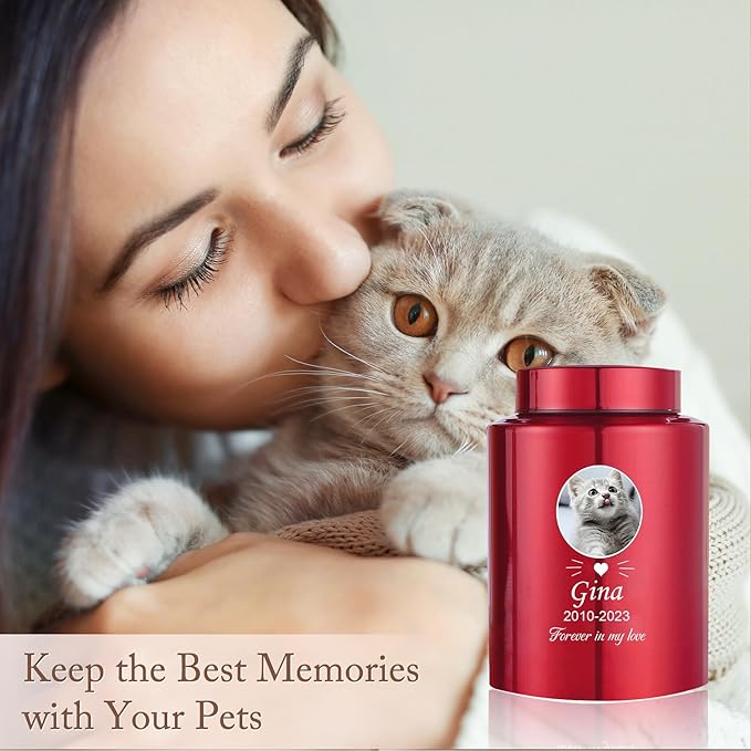 Custom Urns for Dogs and Cats Ashes Personalized Pet Urn with Name and Photo Pet Cremation Memorial Urn for Loss of Dog or Cats Engraved Pet Funeral Urns (Beards)