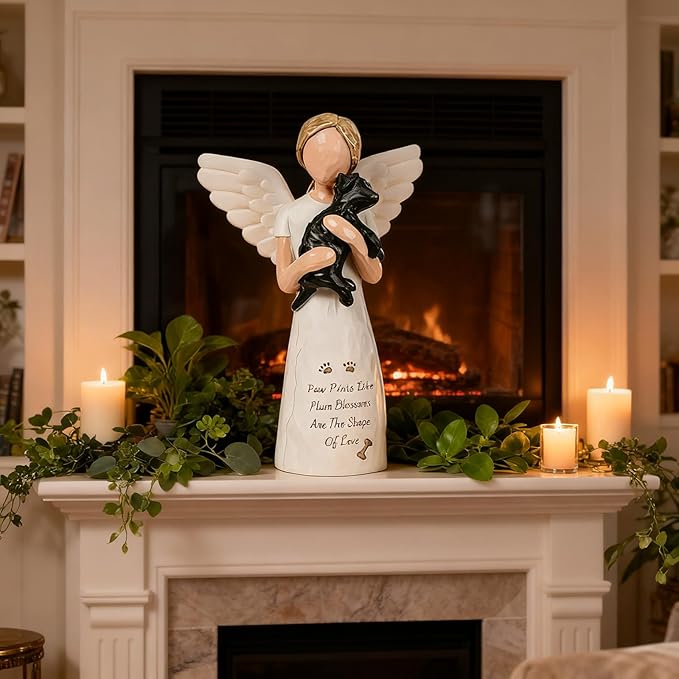 Dog Memorial Sympathy Gift for Loss of Pet, Comforting Bereavement Memorial for Grieving Dog Owners, Hand-Painted Figure,Resin Angel Statues,Garden or Home Memorial Display