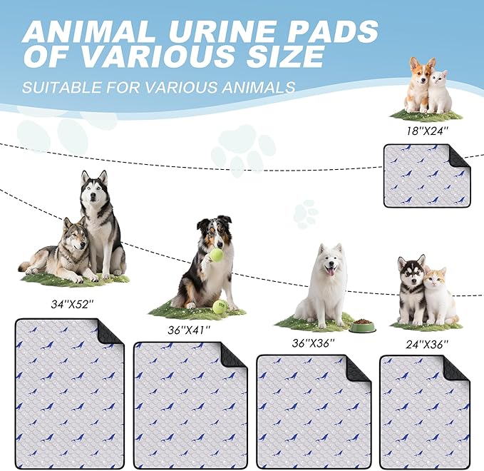 Washable Pee Pads for Dogs, 4 Pack Puppy Pads, Super Absorbent & Leakproof with Anti-Slip Bottom for Dog Training, Crates, Car, Pet Pee Pads, and Furniture Protection, 18"x24"