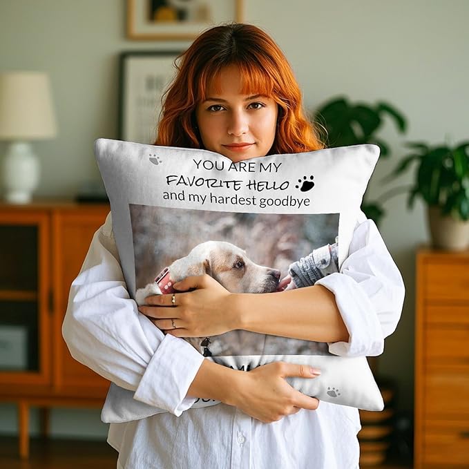 Custom Dog Memorial Throw Pillow with Photo - Personalized Loss of Dog Sympathy Gift for You | Pet Memorial Gifts for Dogs/Cats (Style 2)
