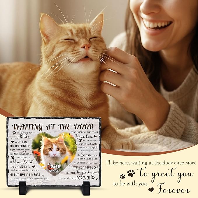 Ship Next Day, Customized Pet Memorial Stones for Dogs Cats Memorial Gifts for Loss of Dog Death Sympathy Gift with Photo Picture Name Date Personalized Pet Frame