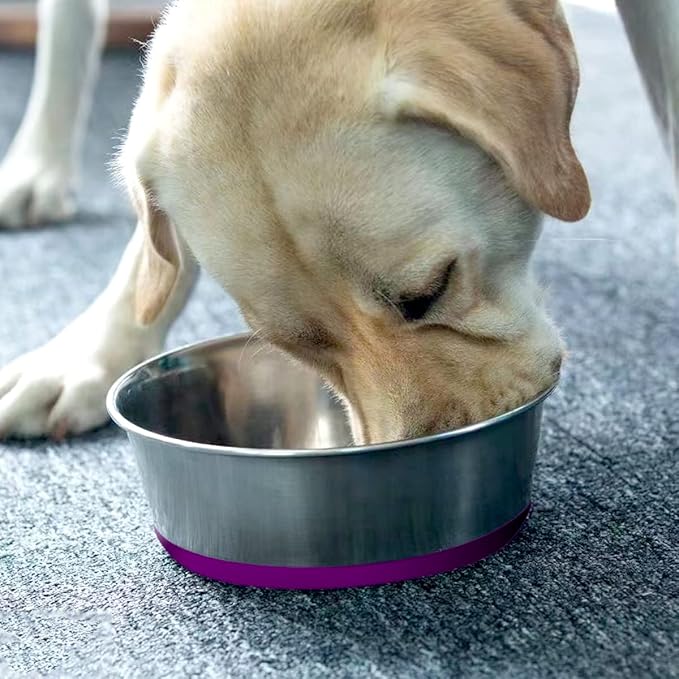 Deep Stainless Steel Non-Skid Dog and Food Bowls, Each Holds Up to 8 Cups, Set of 2 Packs(8.5 x 2.6 Inches)