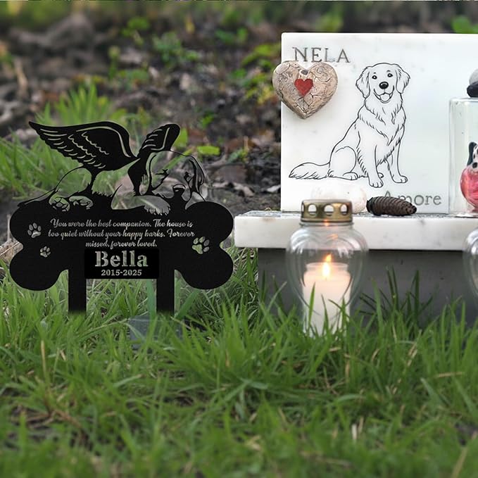 Custom Dog Grave Markers Outdoor, Personalized Pet Grave Marker Stake Dog Memorial, Outdoor Weatherproof Pet Cemetery Sign, Personalized Dog Memorial Gifts for Loss of Dog