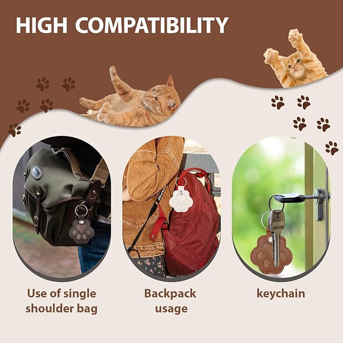 Pet Keychain Refillable Paw Shaped Leather Fur Keepsake Pet Paw Print Dog&Cat Hair Storage Collector (White)