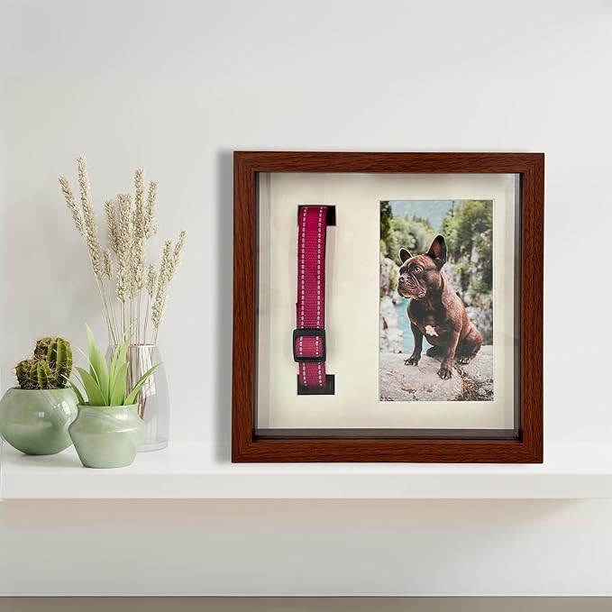 Dog Paw Print Kit for Dogs, Dog Picture Frame with Shatterproof Plexiglass, 4 Customizable Displays, 9โx9โ, Pet Memorial Gift for Dogs, Loss of Pet Sympathy Gift, Pet Paw Print Impression Kit (Brown)