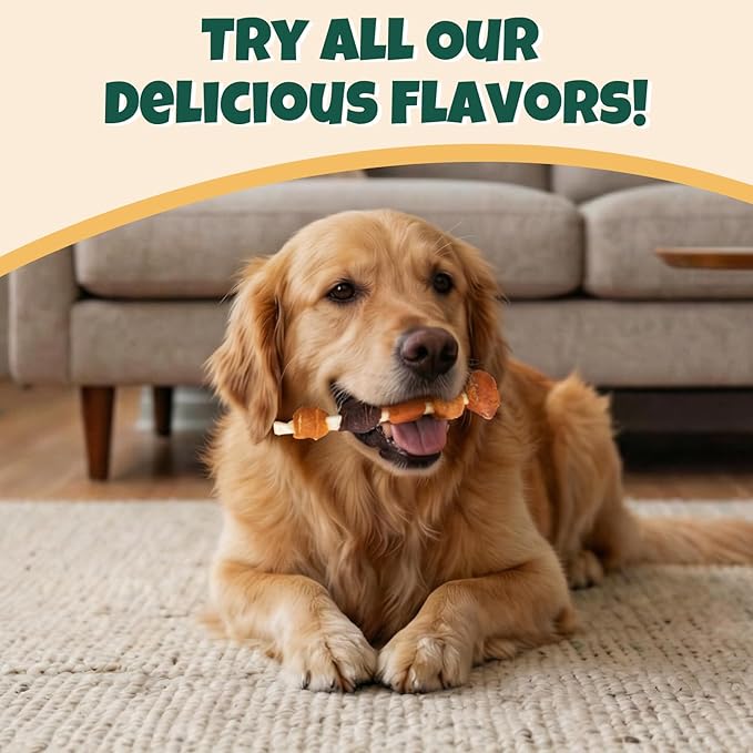 M-PETS Dog Treats, 5 Flavor Dogs Kabob Snacks Long Lasting Chews, Made with Real Chicken and Duck Jerky Meat 18pcs Rawhide Sticks