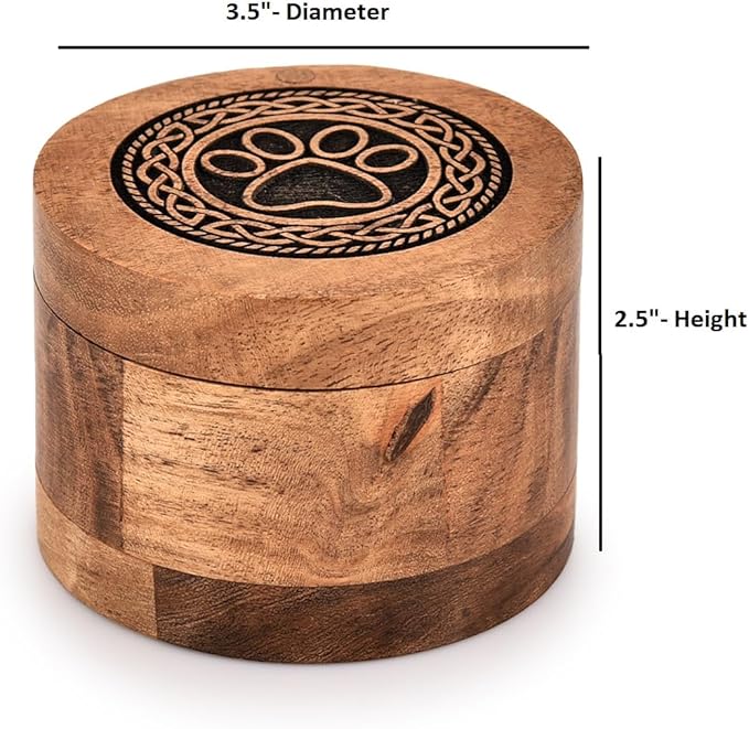 Kimona Dog Urn Wooden Pet Memorial Keepsake Cremation Urns for Ashes Pet Urn Wood Keepsake Box Urns for Cat Dogs Ashes (3.5" x 3.5" x 2.5")
