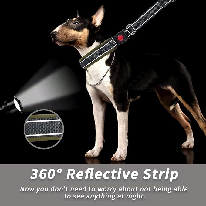 Martingale No Pull Dog Collar for Large Medium Small Dogs, Heavy Duty Nylon Reflective Adjustable Anti Pull Slip Collar with Buckle for Training Walking S Black Army Green