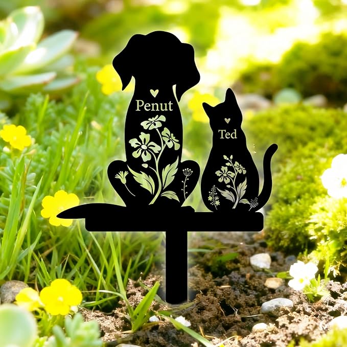 Custom Metal Dog Grave Marker Stake, Personalized Pet Headstones for Dogs, Outdoor Garden Pet Cemetery Metal Sign, Pet Memorial Gifts for Gogs, Dog Name Sign for Yard Cemetery