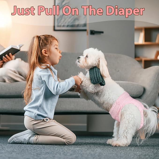 Ambreview Disposable Dog Diapers Female, Just Pull It Up, Doggie Diapers for Female Dogs, Strong Absorbency | Leak Proof, for Dogs in Heat | Elderly | Disabled, XS 30 PCS