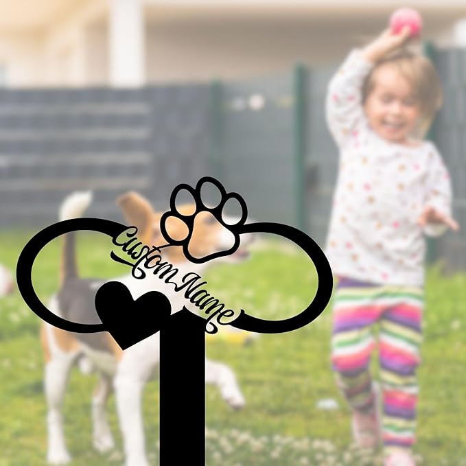 Personalized Dog Memorial Stake, Custom Pets Remembrance Plaques for Outdoors, Metal Grave Marker Cross, Garden Yard Dog Grave, Pet Pawprints Keepsake