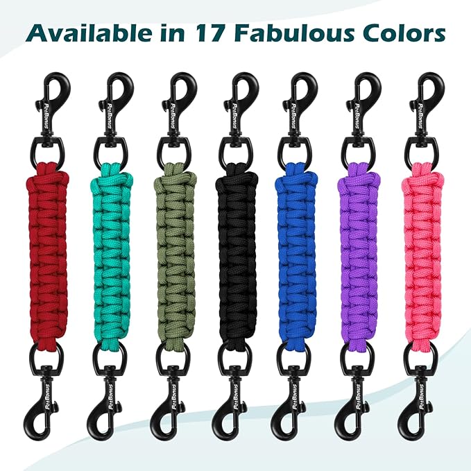 PetBonus Dog Collar Safety Clip, Handmade Backup Safety Strap for Dog Harness, Prong, Pinch Collar, Double Ended Clasp Leash Connector (Tan)