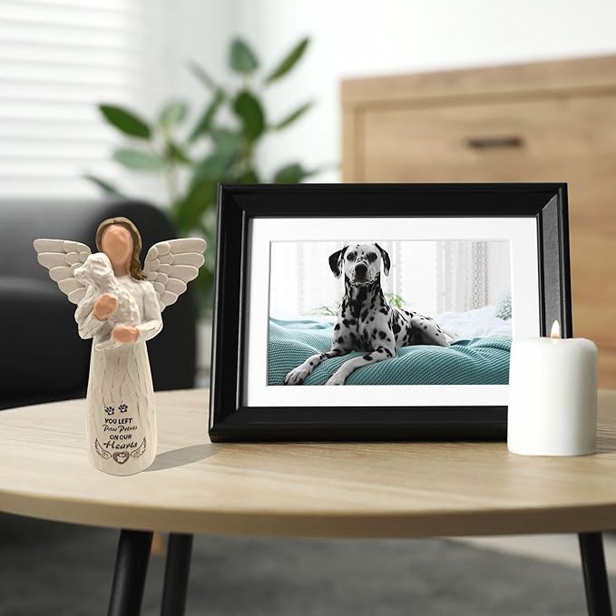 Dog Memorial Angel Figurine - Loss of Dog Sympathy Gift, White