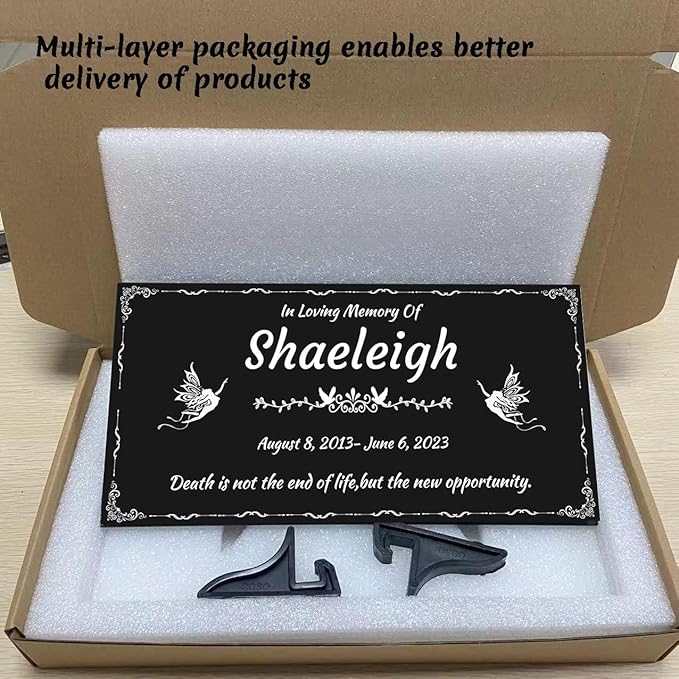 Personalized Pet Memorial Stones for Dog,Cat,Headstone,Cemetary Markers for Graves,Black Granite Memorial Plaque Outdoor,Custom Sympathy Gift for Lost Loved