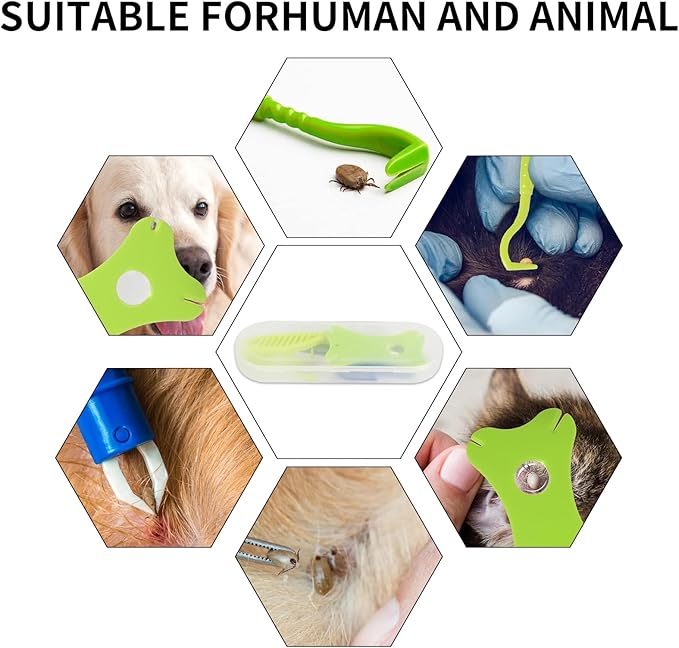 Tick Removal Tool 8 in 1 with Storage Box, Flea Comb, Magnifying Glass, Tick Tweezers, Dog Tick Remover Tool Tick Removal Kit Tick Removal Tool for Dogs Cats Pet Tick Comb