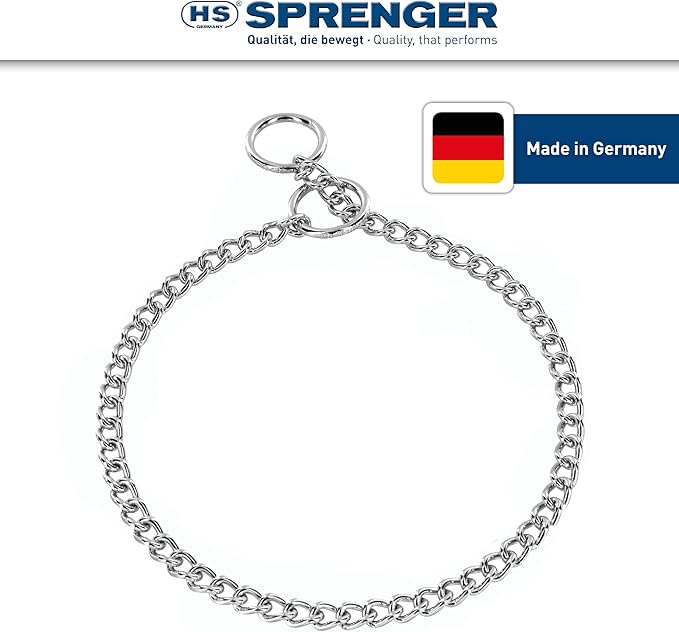 Herm Sprenger - Chrome Plated Steel Dog Training Collar - Narrow Round Links Slip Dog Chain - for Small Medium Large Dogs - Professional Training Collar - Made in Germany (30 inches (75 cm))