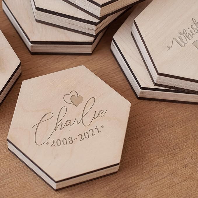 Personalized Pet Hair Keepsake Box for Dog and Cat Fur - Engraved Wood Memorial Box - Customized Unique Gift for Loss of Furry Friend Wooden (Light Diamond Wood Lid)