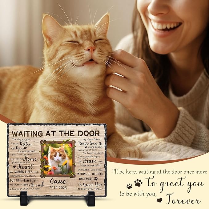 Ship Next Day, Customized Pet Memorial Stones for Dogs Cats Memorial Gifts for Loss of Dog Death Sympathy Gift with Photo Picture Name Date Personalized Pet Frame