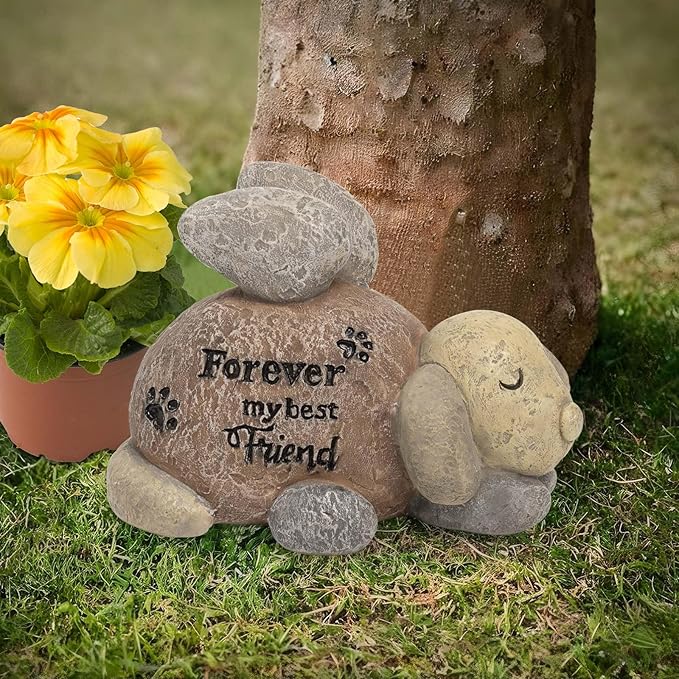 Dog Memorial Stone, Remembrance Sympathy Gifts for Loss of Pet, Angel Dog Statue Grave Markers Outdoor