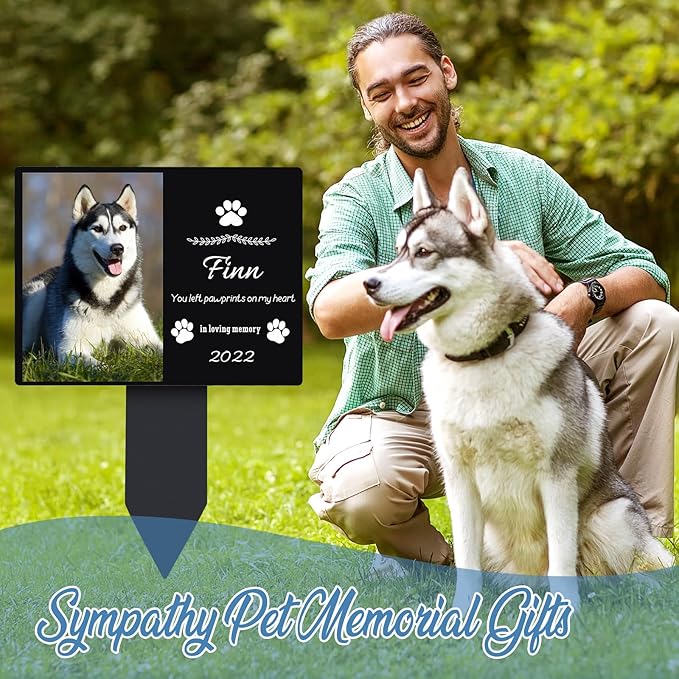 Personalized Dog Memorial Plaque – Custom Acrylic Pet Grave Marker for Outdoor Cemetery, Garden or Yard – Weatherproof Pet Loss Memorial Gift with UV Print (02)