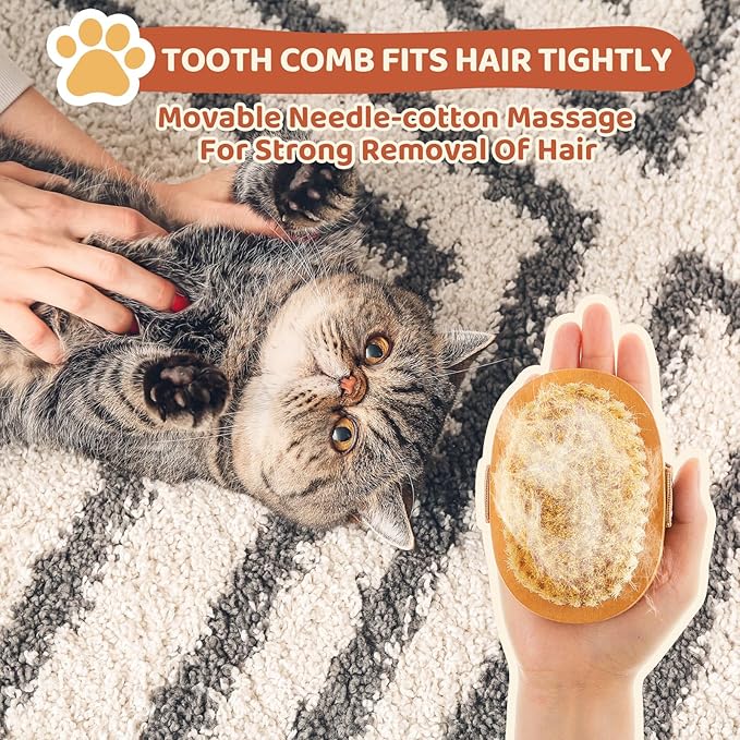 Suclain 2 Pcs Soft Dog Brush Boar Bristle Pet Brush for Short Haired Puppy and Cats with Band, Reduce Shedding, Dog Reduces Stress and Easy to Hold on Your Wrist, Ideal Grooming Supplies