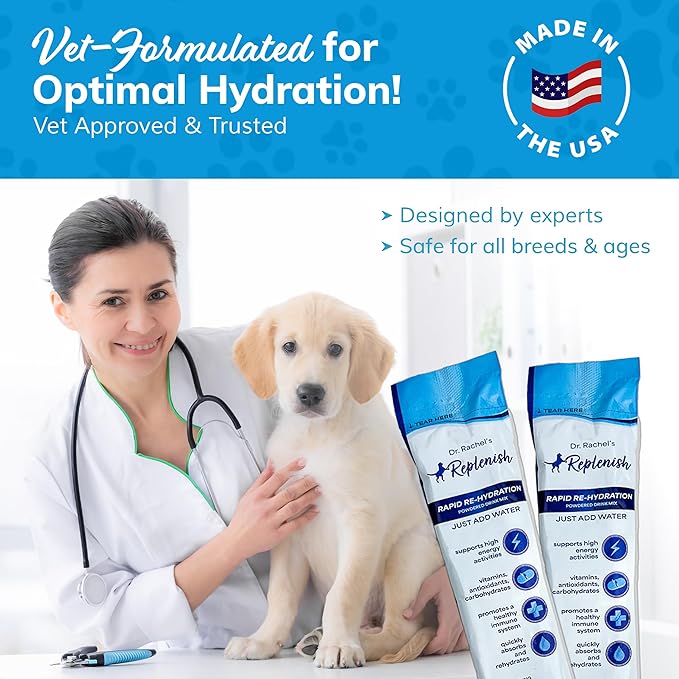 Replenish Dog Recovery Water Supplement β Pedialyte for Dogs Hydration Drink & Water Additive - Electrolytes for Dogs Hydration Supplement β 10 Packets Count