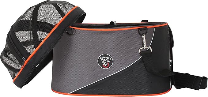Cocoon Pet Carrier, Airline Carrier, car seat and Ready for use as Bicycle Basket, X-Large, Anthracite/Orange