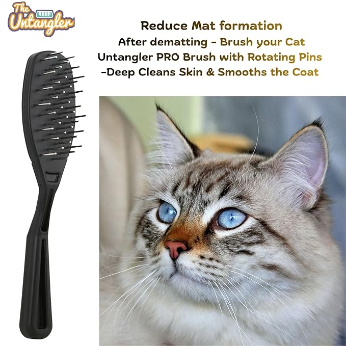 Cat Comb with Silky Smooth Rotating Teeth - Clears Mats Gently (5" Ultra Fine, 7" Dual-Spaced) (Blue, 5" Ultra Fine)