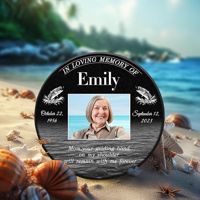 ADFSTONE Grave Markers for Cemetery for Humans- Flat Headstones for Graves, Granite Memorial Plaques Personalized, Head Stones Monuments for People, Picture Memory Plaques for Loved Ones Lost