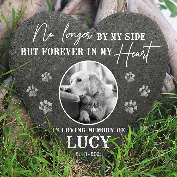 in Loving Memory of Dog Gifts - Heart Shaped Dog Memorial Stone - Personalized Pet Rock for Memorial Garden Decor - Dog Memorial Gifts for Loss of Dog Sympathy Gift