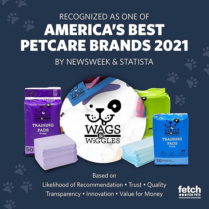 Wags & Wiggles Training Pads for Dogs - Super Absorbent Puppy Pee Pads - Way to Keep Your Home Clean and Train Your Dog and Puppy, 21"x 21" - 50 Count