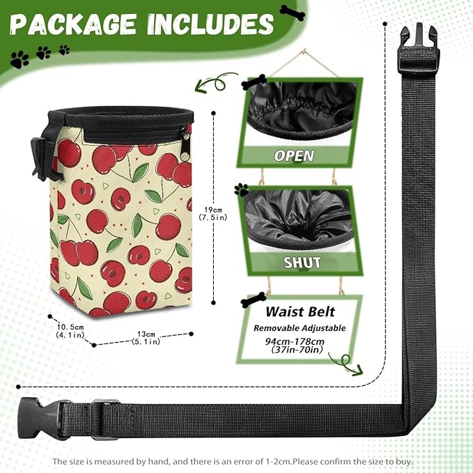 Cherry Animal Walking Snack Container Dog Training Treat Pouch Bag Pet Feed Snack Reward Dog Treat Pouch Pocket Treats for Positive Reinforcement