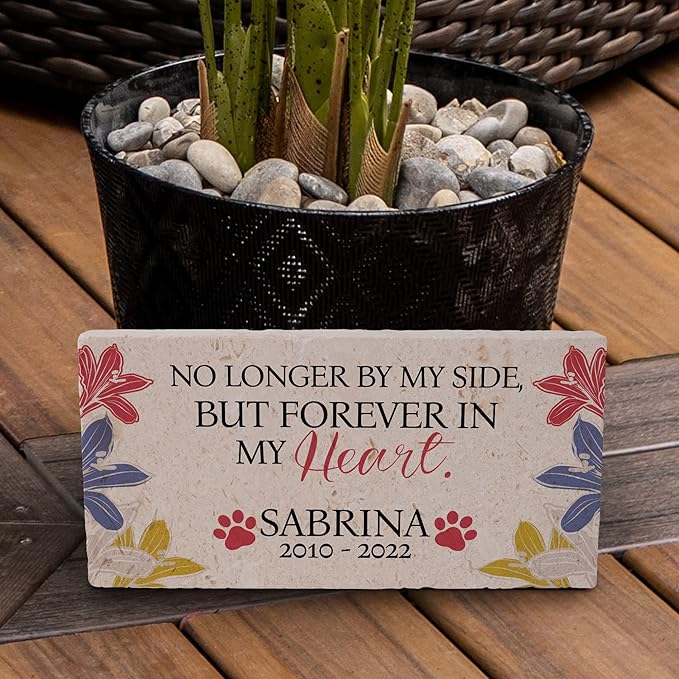 Personalized Pet Memorial Stone, 6x12 Custom Limestone Pet Grave Markers as Keepsake or Pet Remembrance, Thoughtful Pet Loss Gifts for Bereaved Pet Owners, Personalized Memorial Gifts (Sabrina)