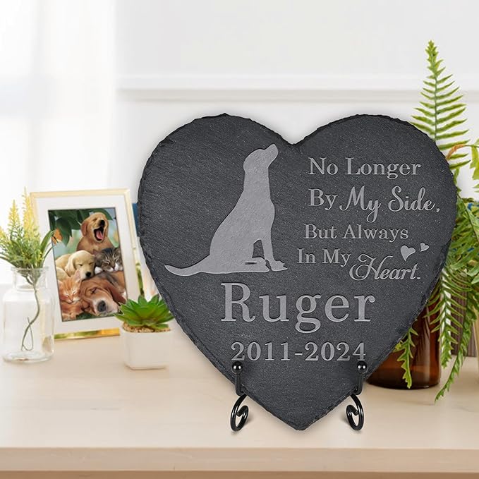 Dog Memorial Stone Dog Headstone - Memorial for Dog - Loss of Dog - Dog Keepsake - Pet Remembrance Dog - in Memory of Dog (Heart-Shaped)