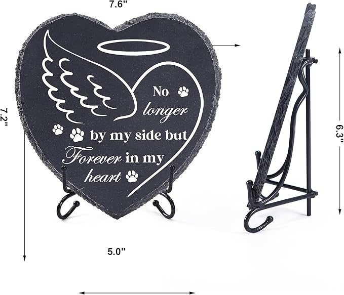Pet Memorial Stone for Dogs 7.6"x7.2", Dog Heart Memorial Gifts for Loss of Dog, Dog Memory Gifts, Cat Loss Gifts, Pet Headstone for Indoor Outdoor, Pattern-8