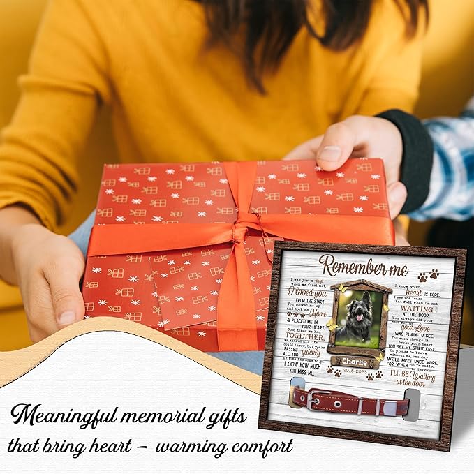 Dog Collar Memorial Frame β Personalized Pet Loss Picture Frame with Collar Holder β Sympathy Gift for Dog Lovers β in Memory of Dog Keepsake Display