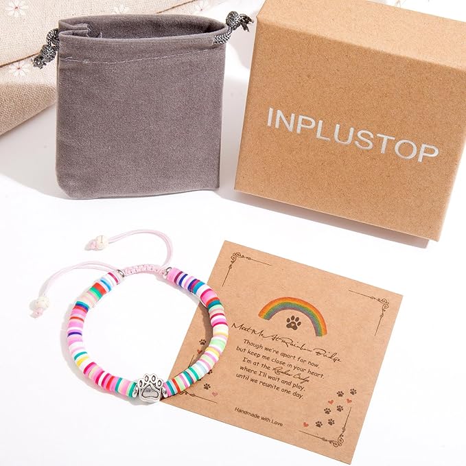Dog Memorial Gifts: Rainbow Bridge Pet Memorial Bracelet for Men Women, Loss of Dog Sympathy Gift, Colorful Silicone Wristband, 6 to 10 inches